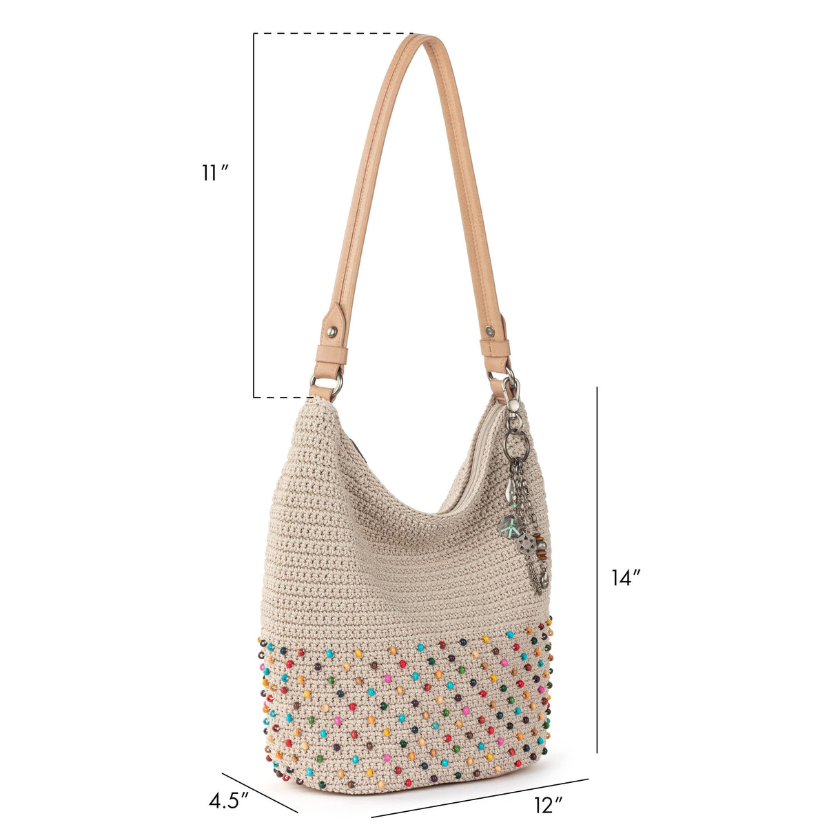 The Sak Sequoia Hobo - Hand Crochet - Ecru Multi Beads