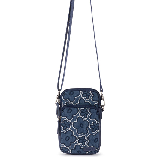 Sakroots Koa Smartphone Crossbody - Denim - Denim Retro Flower