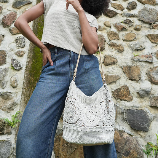 The Sak Sequoia Hobo - Hand Crochet - Natural Medallion