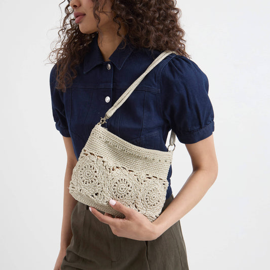 The Sak Lumi Crossbody - Hand Crochet - Natural Medallion
