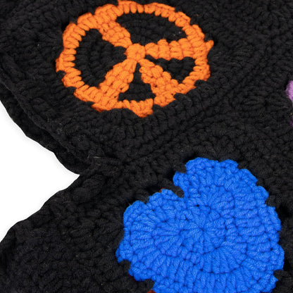 The Sak Haven Balaclava Gloves Set - Hand Crochet - Black Peace And Love