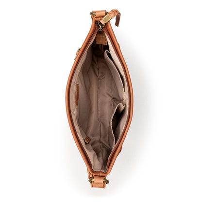 The Sak Melrose Leather Soft Crossbody - Leather - Tobacco Floral Emboss