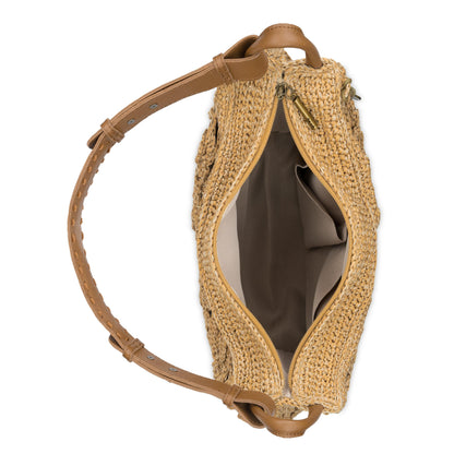 The Sak Los Feliz Hobo - Hand Crochet - Natural Tonal Flower