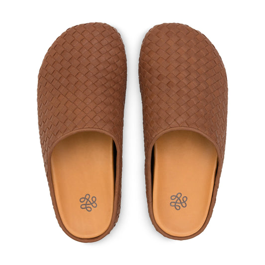 The Sak Bolinas Woven Clog - Leather - Woven Cognac