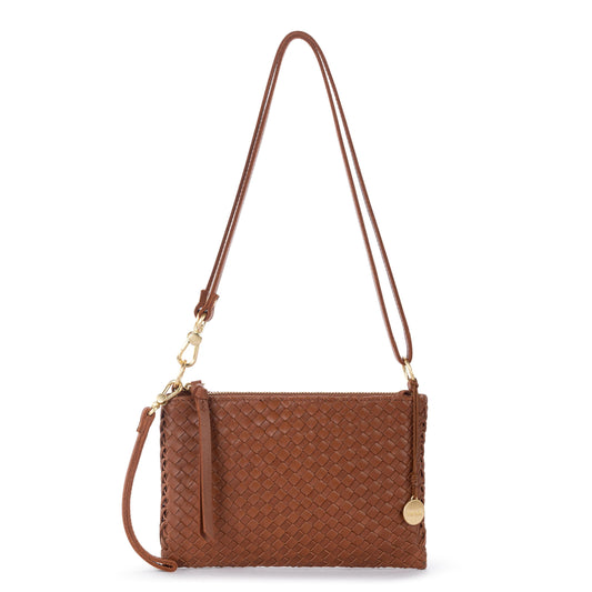 The Sak Vita Convertible Wristlet - Leather - Cognac Woven