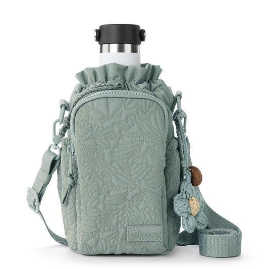 Sakroots Banyan Drawstring Crossbody - EcoTwill - Sage Flower Blossom Quilted